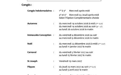 Plan de scolarité 2026-2027